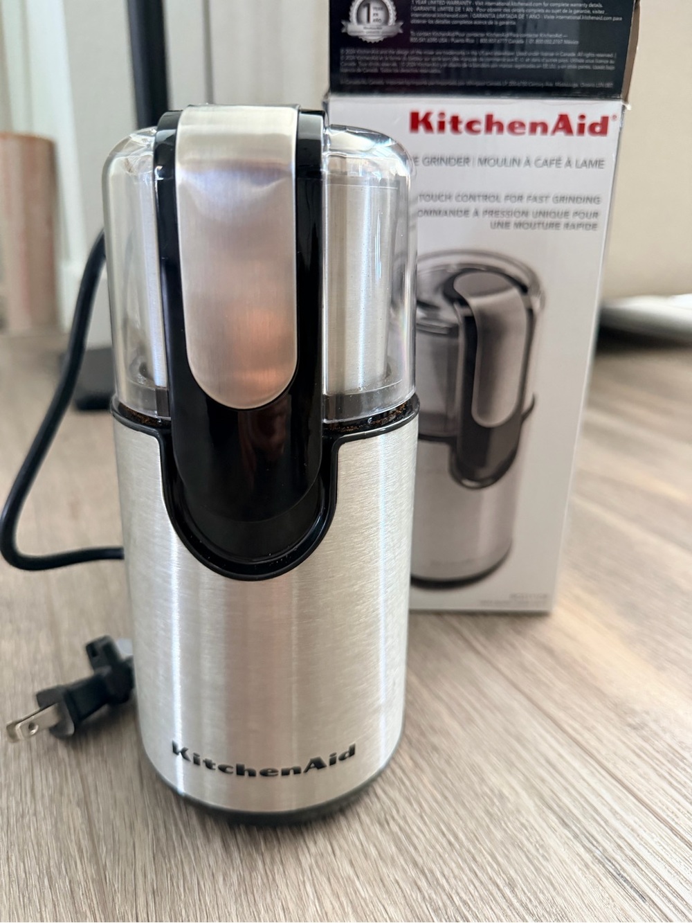 KitchenAid Silver and Black Electric Coffee Grinder